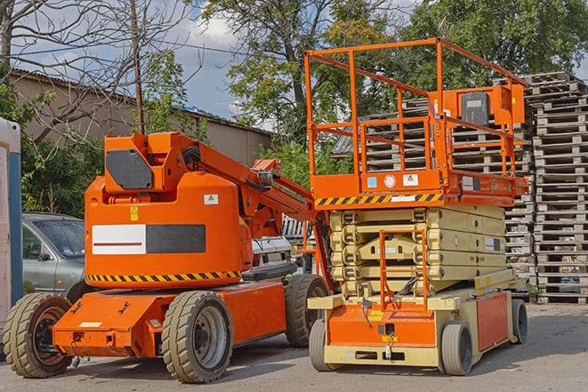 forklift moving crates in a large warehouse in Farmingdale, NJ